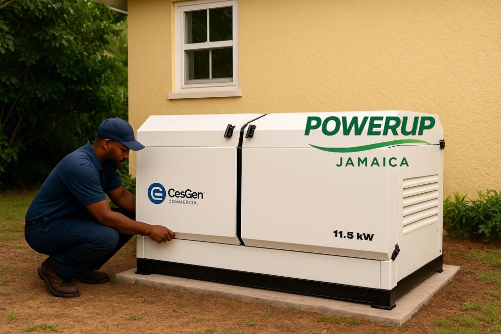 Technician installing a LNG generator in Jamaica WI
